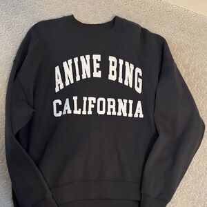 Anine Bing Charcoal Sweatshirt with White Print